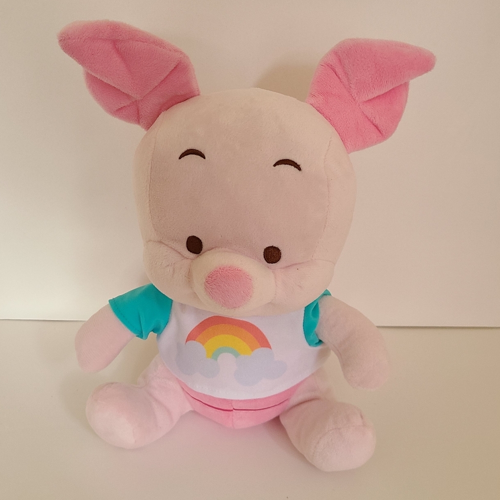Disney Winnie-the-Pooh Piglet Soft Plush  with Rainbow Shirt
